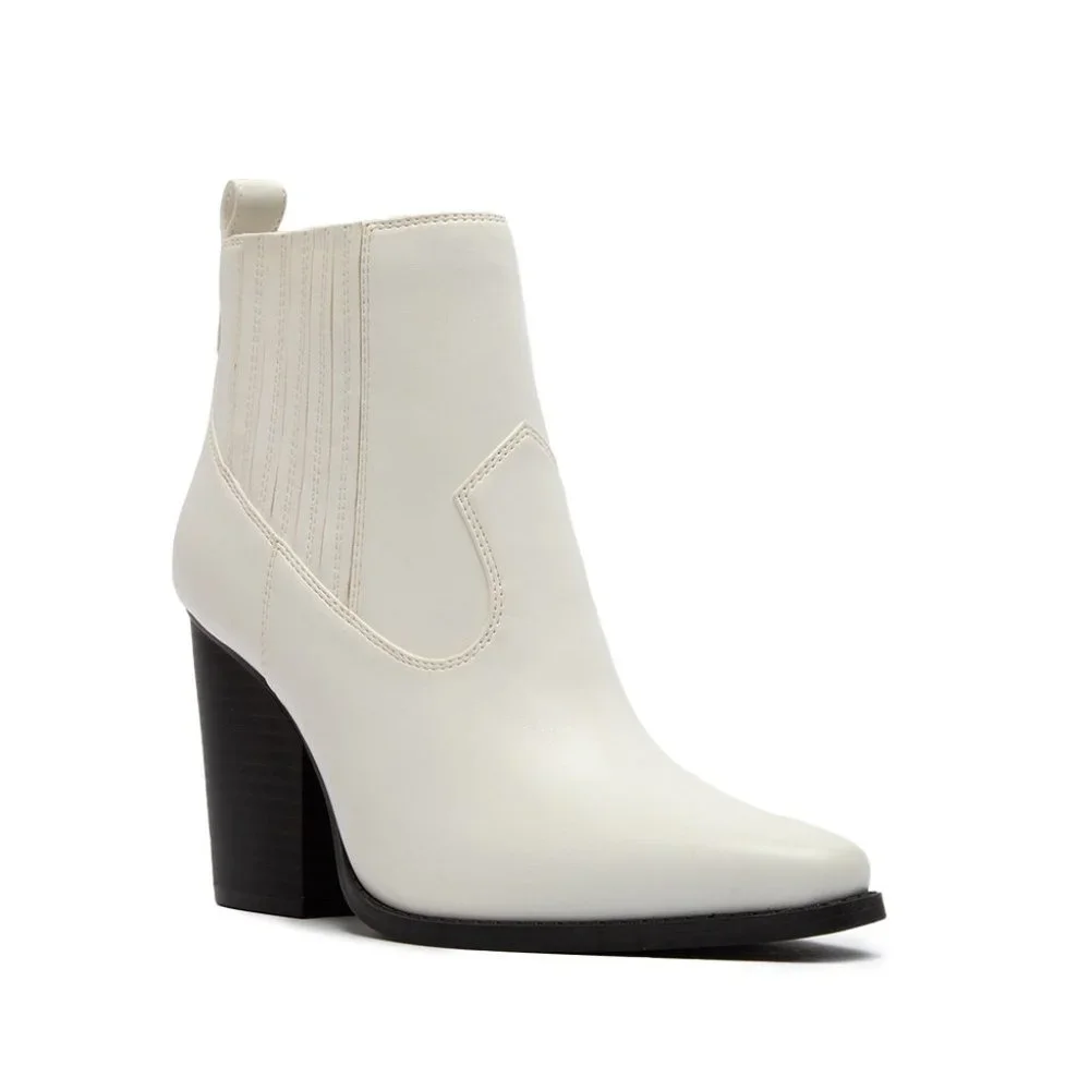 ⚡CLEARANCE! White Vegan Leather Cowboy Ankle Boots - Picture 6 of 9